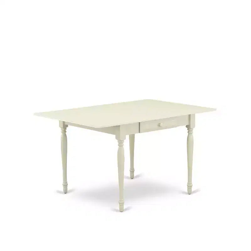 Set da pranzo rettangolare imbottito con ripiano in legno massello finitura lino bianco a 5 pezzi - (4 posti)