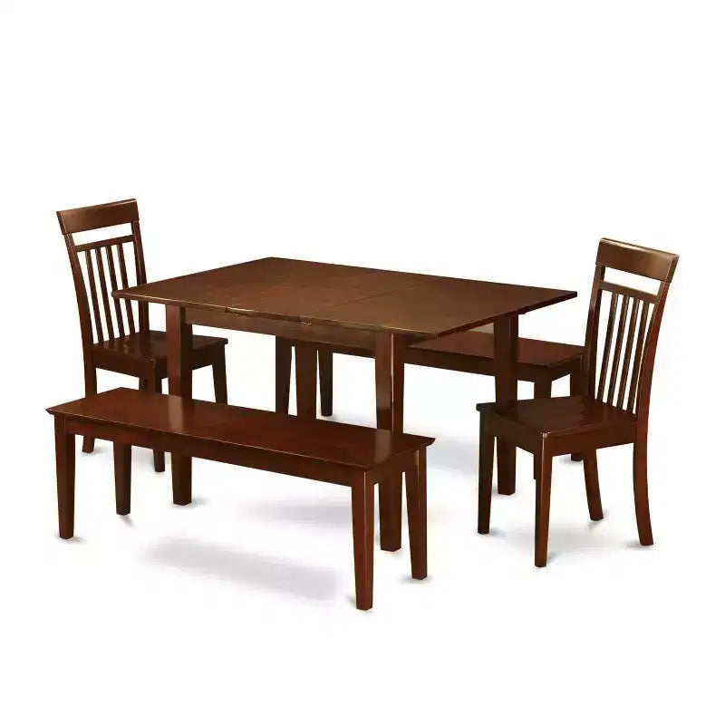 Dinette Set 7 Pc - Small Space Dining Table & 6 Chairs - Wood Dining Room Set