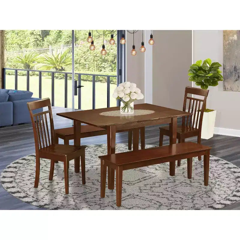 Set da pranzo 7 pz - Tavolo da pranzo salvaspazio e 6 sedie - Set da pranzo in legno