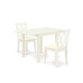 HomeStock 3-Piece Linen White Finish Solid Wood Top Dining Table Set