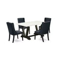 HomeStock 5-Piece Rectangle Natural Oak Finish Solid Wood Top Dining table with 4 Chairs