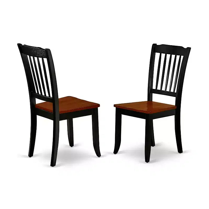 Set tavolo da pranzo HomeStock 3 pezzi con ripiano in legno massello con finitura nera e ciliegio