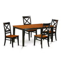 HomeStock 5-Piece Rectangle Black and Cherry Finish Solid Wood Top Dining table with 4-Chairs