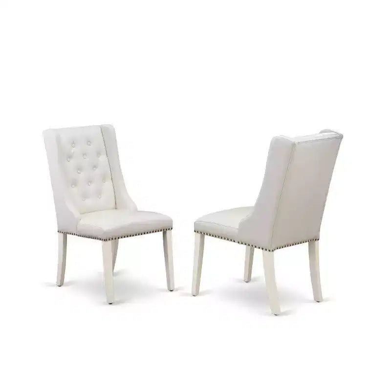 HomeStock Tavolo da pranzo rettangolare a 5 pezzi in rovere naturale con piano in legno massello e 4 sedie Parson