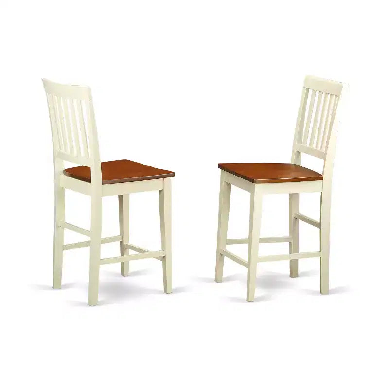 Set da pub altezza bancone - Tavolo e sedie da pranzo 3 pezzi - Set da pranzo per piccoli spazi - Bianco lino