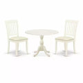 3-Piece Linen White Finish Solid Wood Top - Dining Room Set - Seats 4