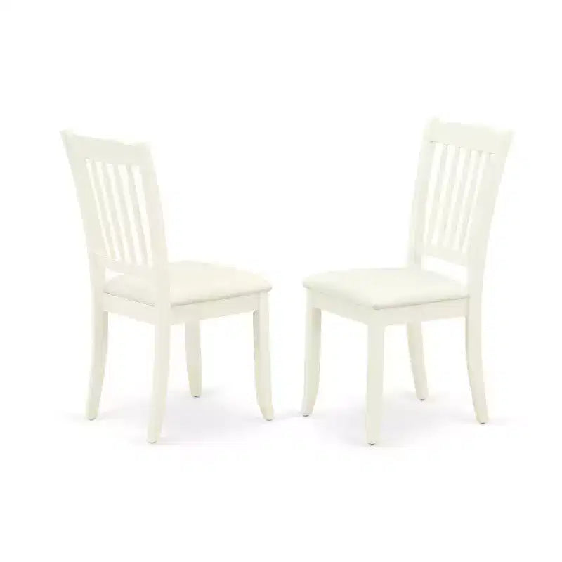 Set da pranzo 3 pezzi con piano in legno massello finitura lino bianco - 4 posti
