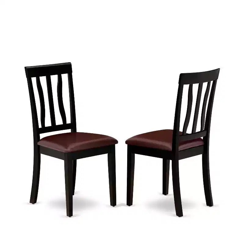 HomeStock Set da Pranzo 5 Pezzi con Piano in Legno Massello Nero e Ciliegio - Posti a Sedere per 4 Persone