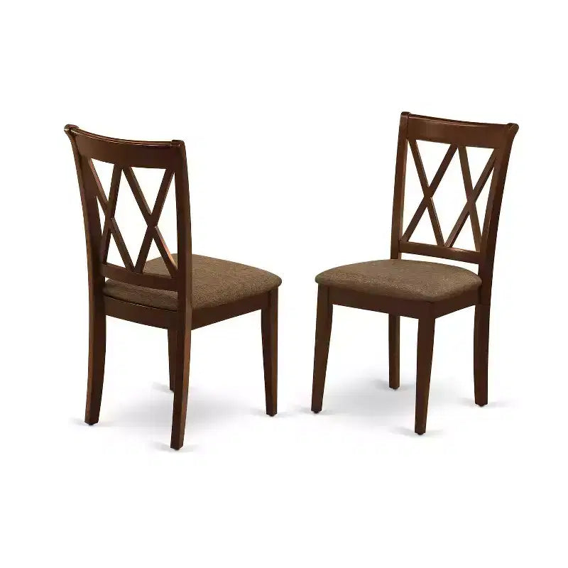 HomeStock Set Sala da Pranzo Rettangolare 7 Pezzi con Tavolo in Legno Massello Finitura Mogano e 6 Sedie con Schienale a Croce