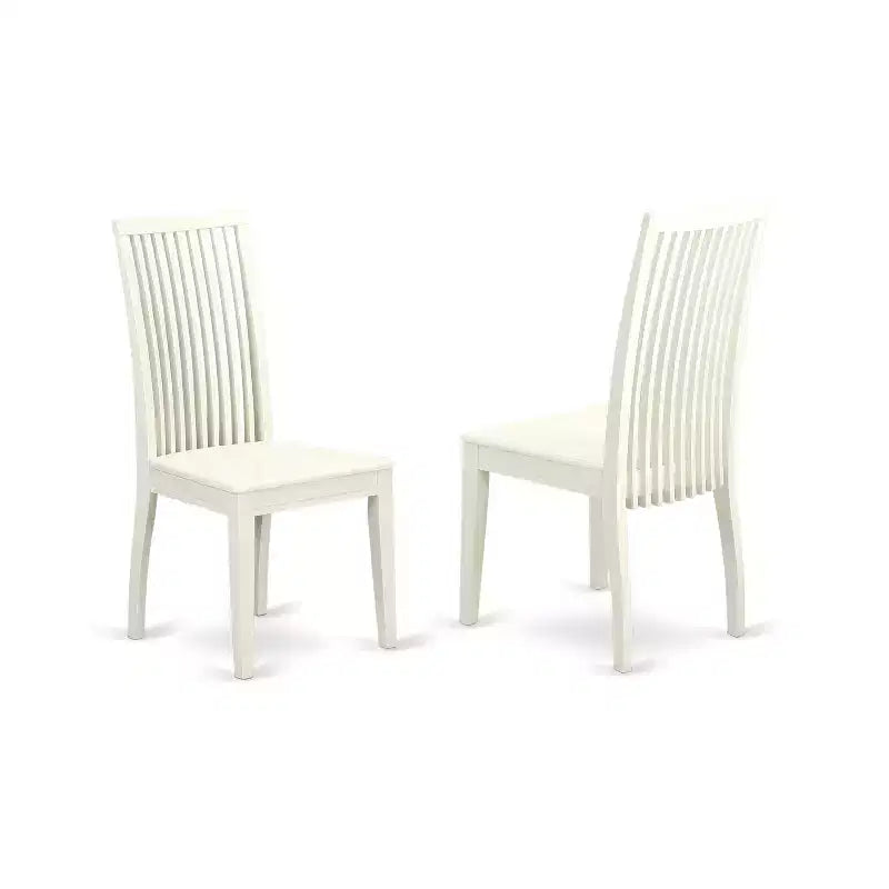 HomeStock Set da pranzo 5 pezzi in legno massello con finitura lino bianco - 4 posti