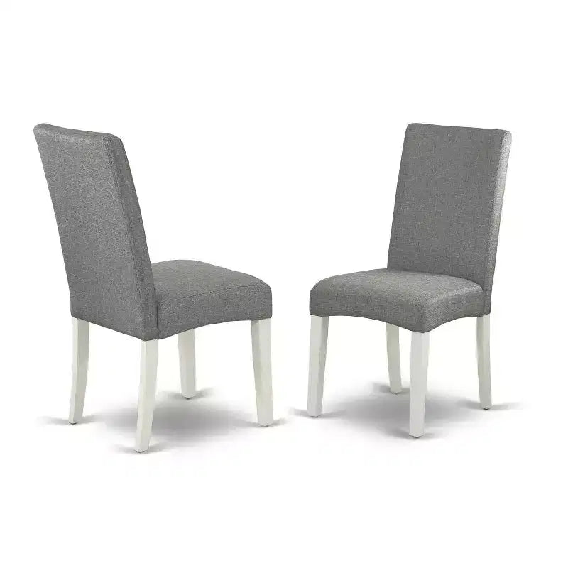 HomeStock Set da Pranzo in Legno Massello con Finitura Bianco Lino a 5 Pezzi - Rivestito con Foglia a Farfalla - Posti a Sedere per 4 Persone