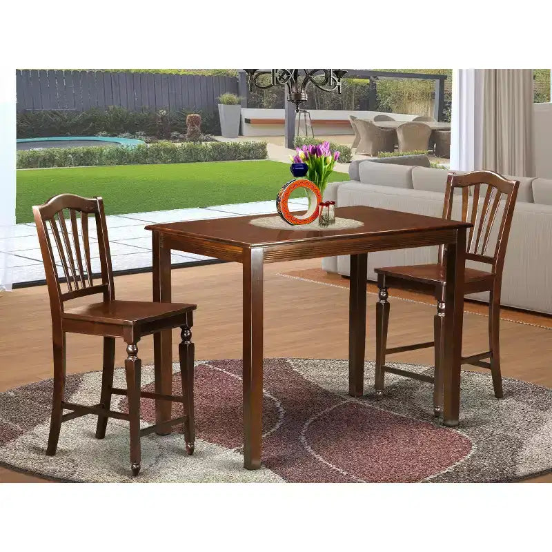 Set da pranzo altezza bancone - Tavolo e sedie 3 pezzi - Stile sud-occidentale - Tavolo 30x48 pollici