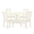 HomeStock 5-Piece Round Buttermilk and Cherry Finish Solid Wood Top Dining table with 4-Chairs with Slat Back