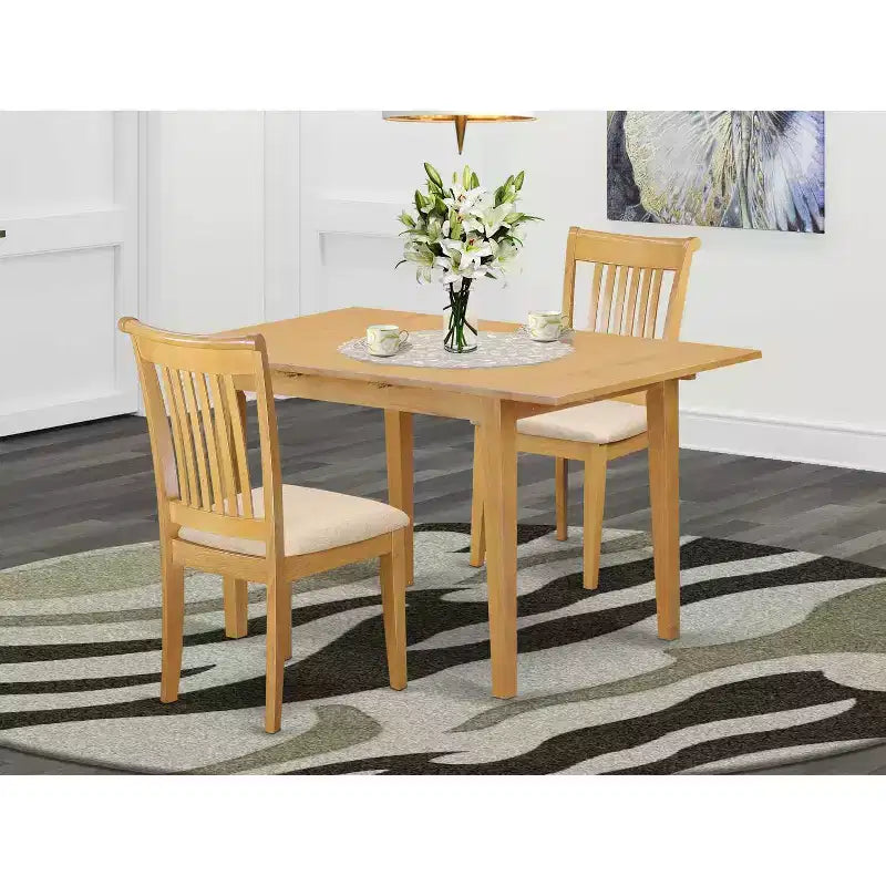 Set da pranzo da 3 pezzi - Tavolo da cucina con sedie, Set da pranzo salvaspazio, Finitura rovere