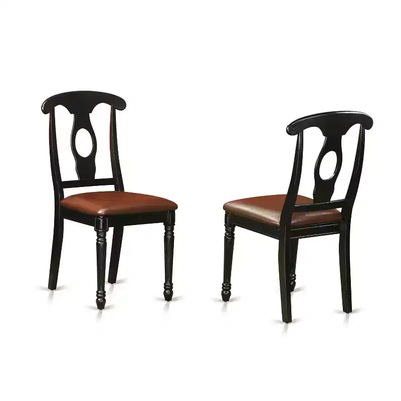 HomeStock Set sala da pranzo 5 pezzi: tavolo rettangolare con piano in legno massello finitura nera e 4 sedie