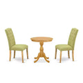 3-Piece Natural Oak Finish Solid Wood Top - Dining Room Set - Seats 4