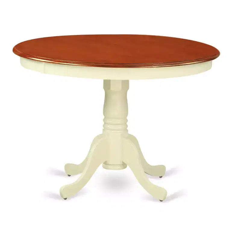 HomeStock 3-Pc Buttermilk and Cherry Solid Wood Top - Round Dining Room Set - Seats 4