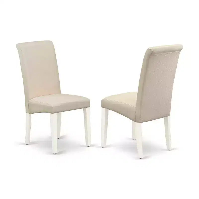 HomeStock Set da Pranzo 5 Pezzi Rettangolare Finitura Lino Bianco con Top in Legno Massello e Sedie Imbottite con Schienale Alto - Posti 4