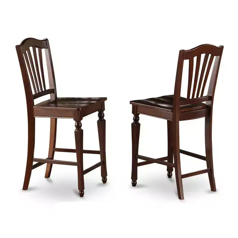 Set da pub altezza bancone - Tavolo e sedie a 3 pezzi in stile asiatico - Set da pranzo per piccoli spazi - Mogano 36x36 pollici