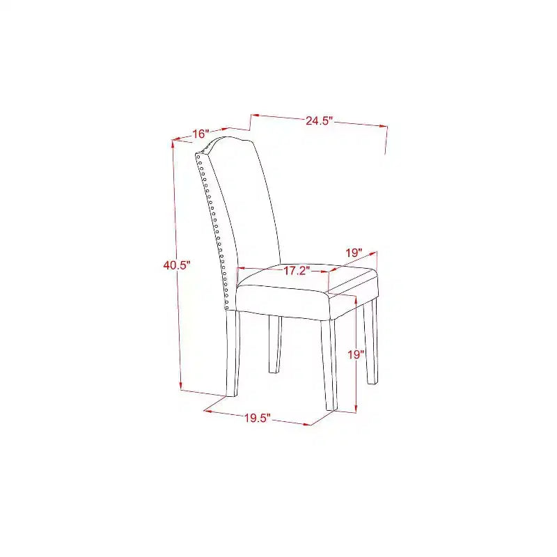 Tavolo da pranzo rotondo a 5 pezzi con piano in legno massello finitura mogano e 4 sedie Parson con