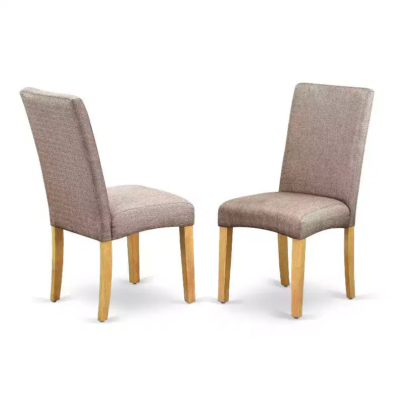 Set da pranzo con tavolo rotondo - Tavolo da 42 pollici con 2 sedie - Sedili in tessuto di lino - Gambe con finitura in rovere