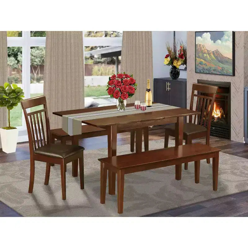 Set da pranzo rustico 7 pezzi - Tavolo da pranzo per piccoli spazi e 6 sedie - Set da cucina in legno massello