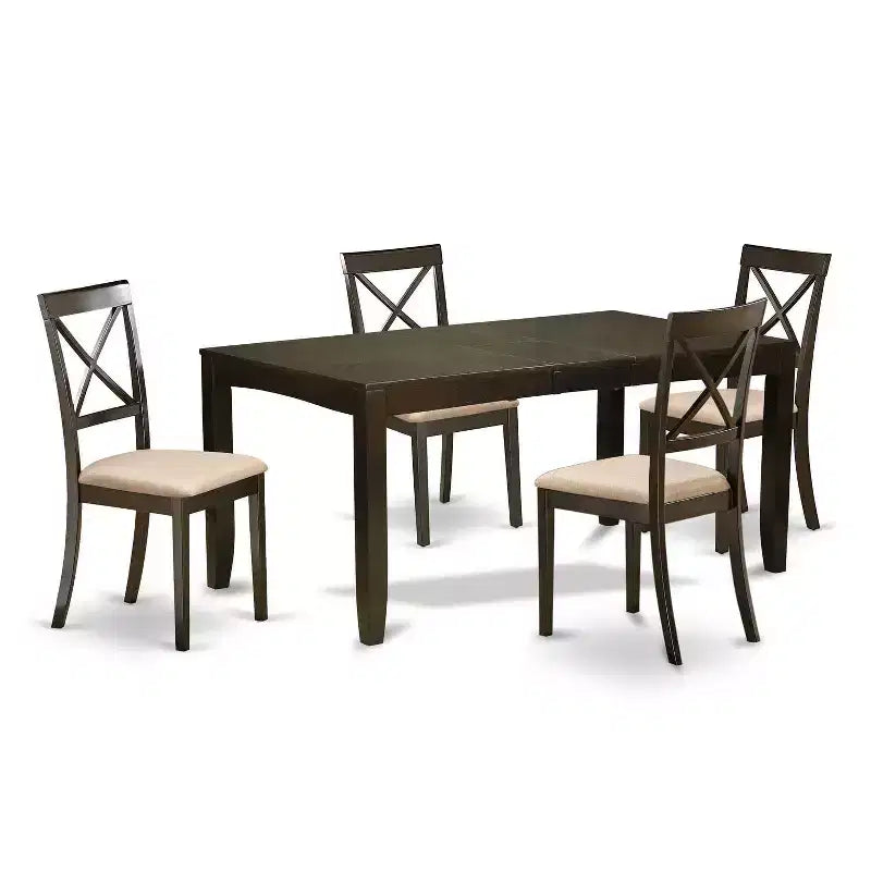 HomeStock 5-Pc Cappuccino Solid Wood Top - Dining Room Set - Seats 4