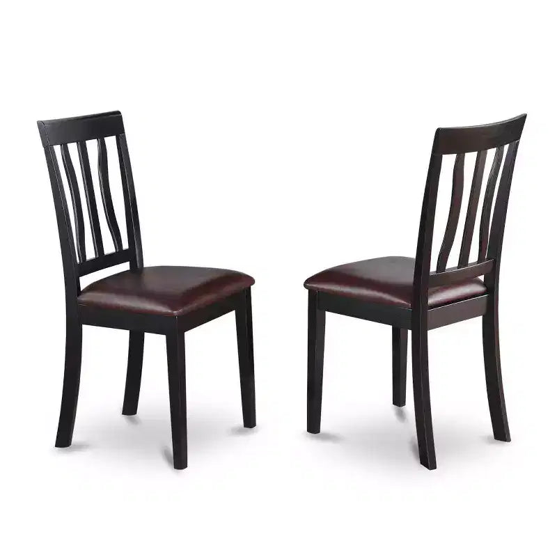 HomeStock 5-Piece Black and Cherry Finish Solid Wood Top Dining table with 4 Chairs with Slat Back