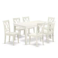 Mid-Century Dining Set - 7Pc Rectangular Table & 6 Chairs - White Finish
