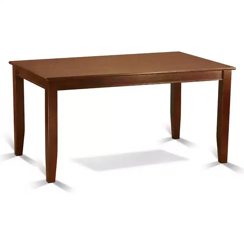 HomeStock Tavolo da pranzo rettangolare a 5 pezzi con piano in legno massello finitura mogano e 4 sedie