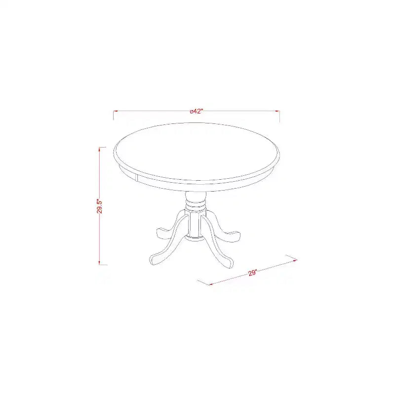 Set da pranzo rotondo moderno - Set tavolo da cucina e sedie da 5 pezzi - Tavolo da 42 pollici, finitura nero ciliegia
