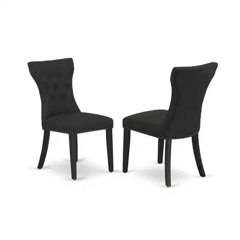 HomeStock Set Sala da Pranzo 5 Pezzi: Tavolo Rettangolare con Piano in Legno Massello Finitura Nera e 4 Sedie Parson con Prolunga a Farfalla