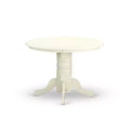 HomeStock 3-Pc Linen White Finish Solid Wood Top - Round Dining Room Set - Seats-4