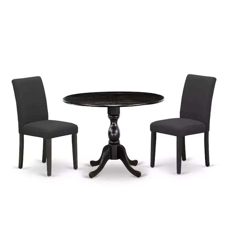 3-Piece Wirebrushed Black Solid Wood Top - Dining Room Set (Seats-4)