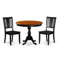 HomeStock 3-Piece Black and Cherry Finish Solid Wood Top-Dining Room Set-Seats 4