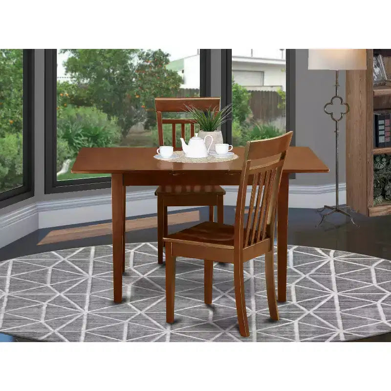 Set da pranzo vittoriano - Set tavolo e sedie da 3 pezzi - Tavolo rettangolare 32x54 pollici - Finitura mogano