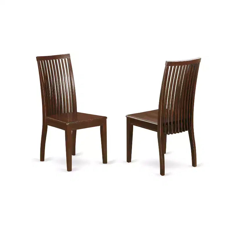 Set da Pranzo 5 Pezzi - Tavolo Rotondo e 4 Sedie - Seduta in Legno - Finitura Mogano - HomeStock
