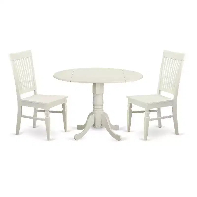 HomeStock 3-Pc Buttermilk and Cherry Solid Wood Top - Dining Room Set - Seats 4