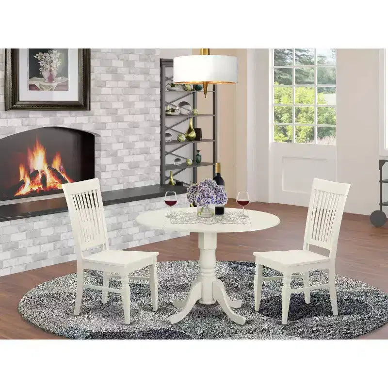 HomeStock Set da Pranzo 3 Pezzi in Legno Massello con Top Color Panna e Ciliegio - 4 Posti
