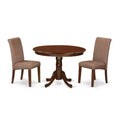 Round Dining Table Set 3pc Small Kitchen Table w/ Linen Chairs - HomeStock