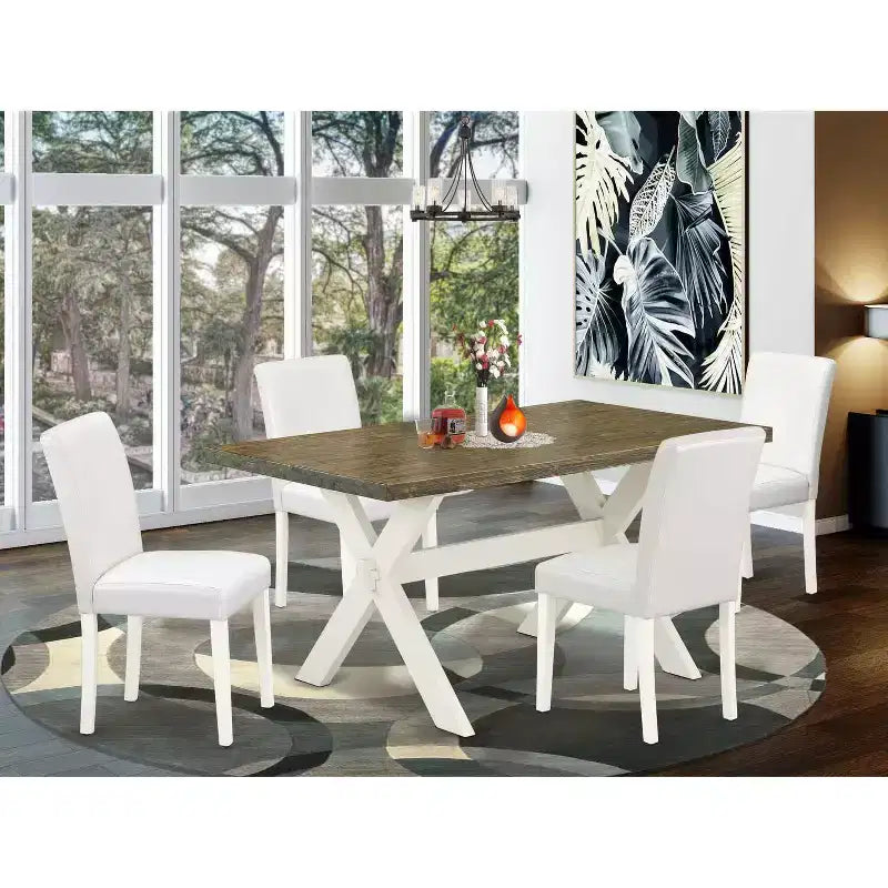 HomeStock Set da pranzo 5 pezzi con tavolo e 4 sedie in legno massello con finitura quercia naturale