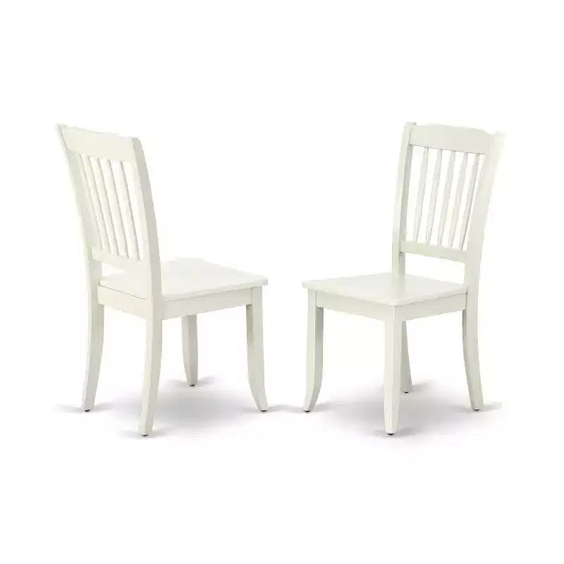 HomeStock Set da pranzo in 5 pezzi, finitura bianco lino, piano in legno massello - Con alette a ribalta - 4 posti