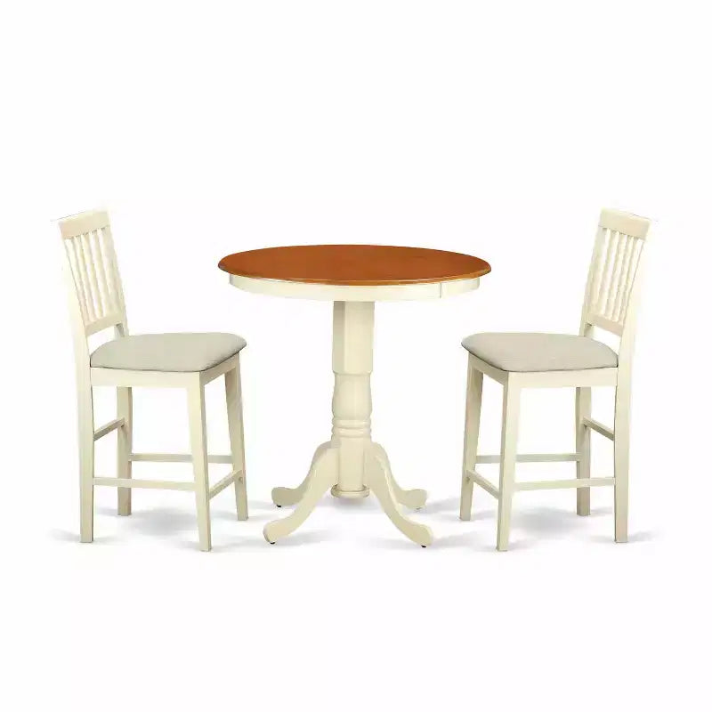Counter Height Dining Set - 5 Piece Table & Chairs - Modern Bohemian Style - Round Table & Elegant Design