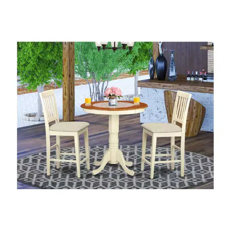 Set da pranzo altezza bancone - Tavolo e sedie 5 pezzi - Stile bohémien moderno - Tavolo rotondo e design elegante