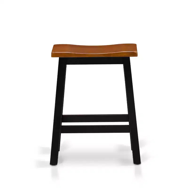 Set da pranzo HomeStock di 4 pezzi con piano in legno massello, finitura nera e ciliegio - un tavolo da pranzo, 2 sgabelli e una panca