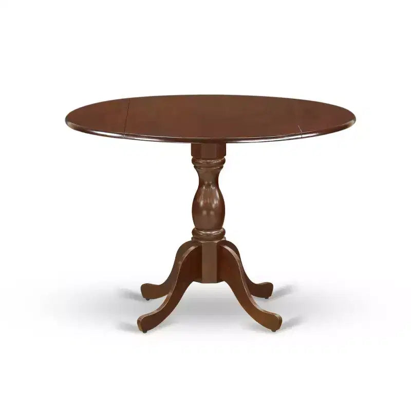 Tavolo da pranzo HomeStock 5 pezzi, piano in legno massello con finitura mogano, 4 sedie con schienale a doghe a ribalta