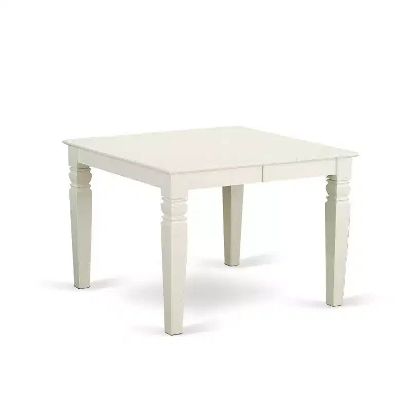 Set Tavolo da Pranzo Rettangolare da Cucina - Tavolo da 5 pezzi e 4 sedie - Gambe Bianco Lino - Tessuto Beige Chiaro