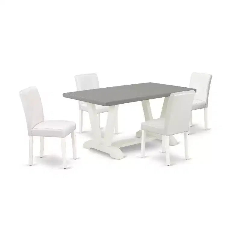 HomeStock 5-Pc Rectangle Natural Oak Finish Solid Wood Top Dining table with 4 Chairs