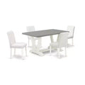 HomeStock 5-Pc Rectangle Natural Oak Finish Solid Wood Top Dining table with 4 Chairs