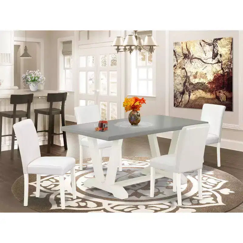 HomeStock Set da pranzo 5 pezzi: Tavolo rettangolare con piano in legno massello finitura rovere naturale e 4 sedie